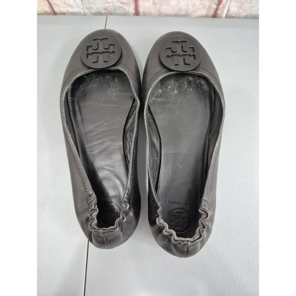 Tory Burch Minni Travel Ballet Flat in Black Leather Size 8.5 M Casual Night Out